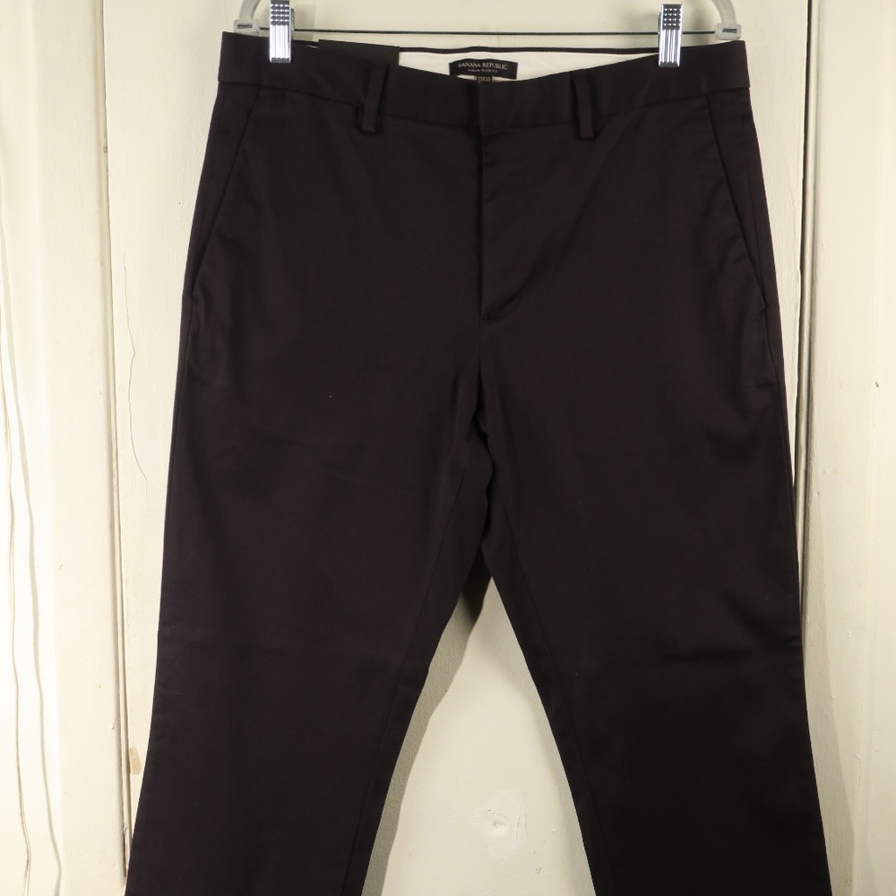 Banana Republic Mens Black Rapid Movement Chino Aiden Slim Fit 33X30